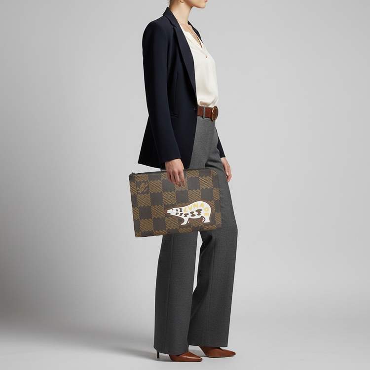 مملوكة مسبقًا Louis Vuitton x Nigo Pochette Jour GM Damier Ebene Giant Canvas Clutch