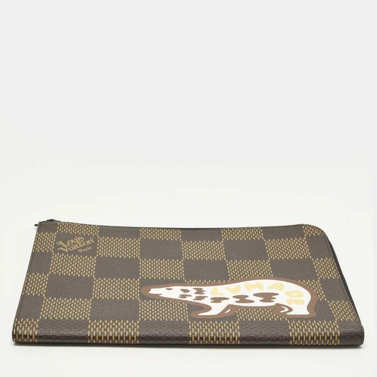 مملوكة مسبقًا Louis Vuitton x Nigo Pochette Jour GM Damier Ebene Giant Canvas Clutch