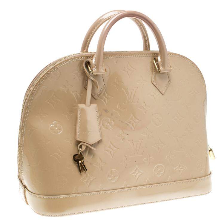 Pre Owned Louis Vuitton Beige Monogram Vernis Alma PM Bag