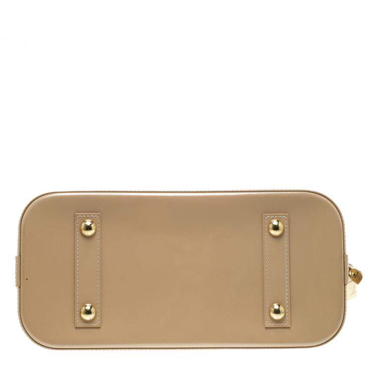 Pre Owned Louis Vuitton Beige Monogram Vernis Alma PM Bag