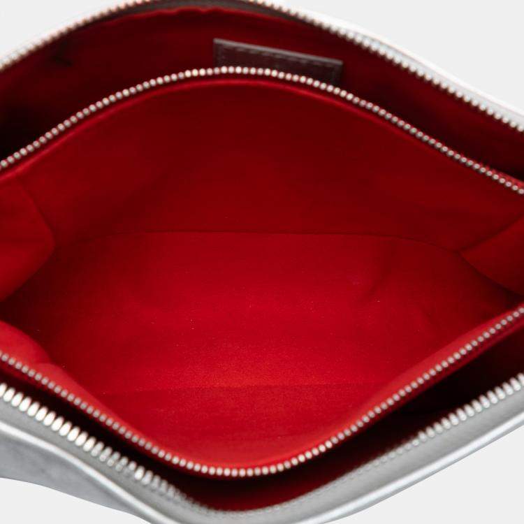 Pre Owned Louis Vuitton Silver Monogram Embossed Puffy Lambskin Coussin PM