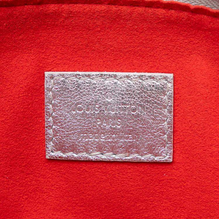 Pre Owned Louis Vuitton Silver Monogram Embossed Puffy Lambskin Coussin PM