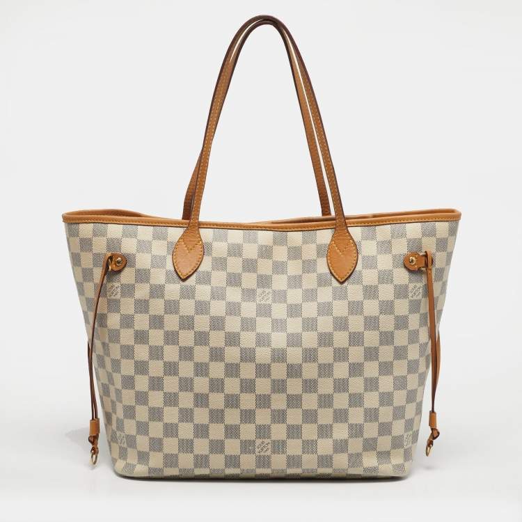 Pre Owned Louis Vuitton Neverfull MM Damier Azur Canvas Bag