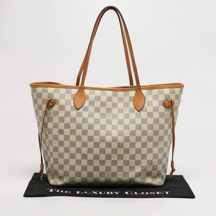 Pre Owned Louis Vuitton Neverfull MM Damier Azur Canvas Bag
