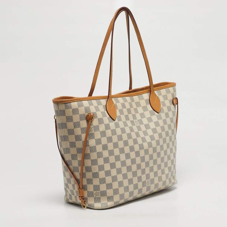 Pre Owned Louis Vuitton Neverfull MM Damier Azur Canvas Bag
