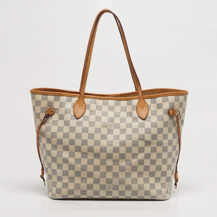 Pre Owned Louis Vuitton Neverfull MM Damier Azur Canvas Bag