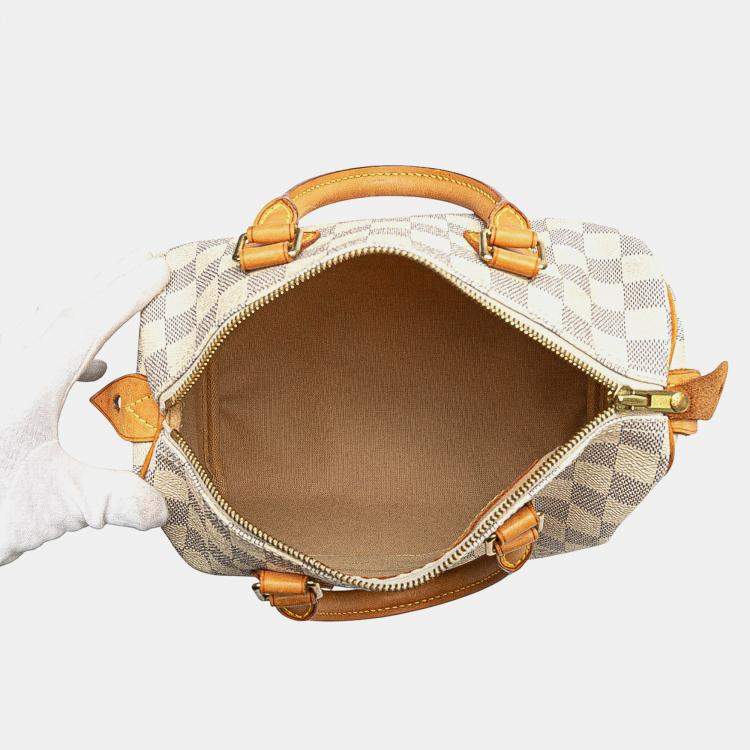 مملوكة مسبقًا Louis Vuitton White Damier Azur Speedy 25