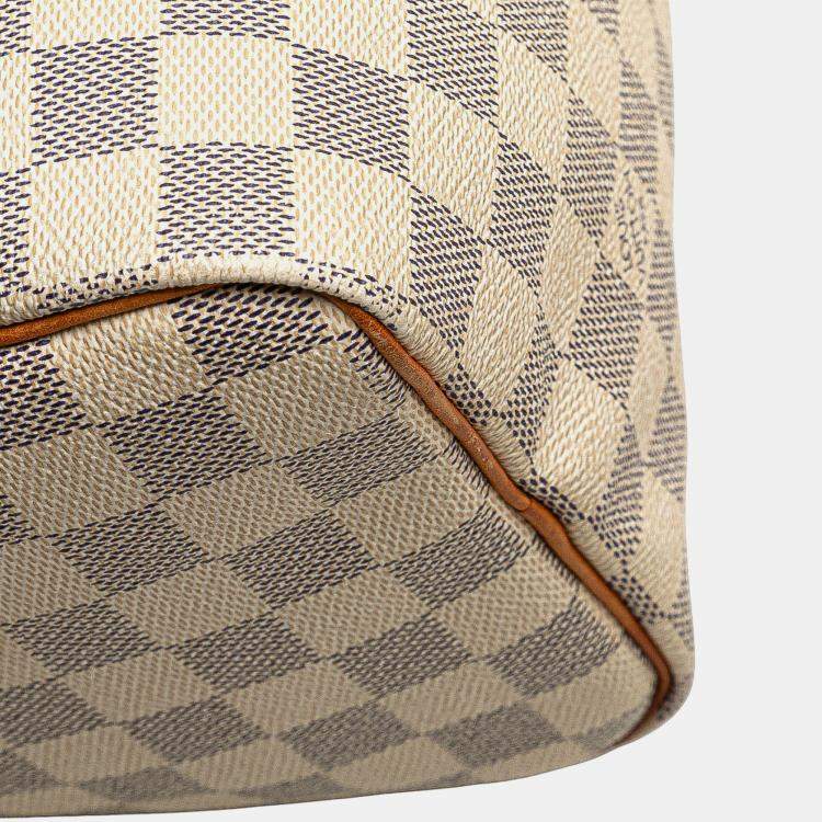 مملوكة مسبقًا Louis Vuitton White Damier Azur Speedy 25
