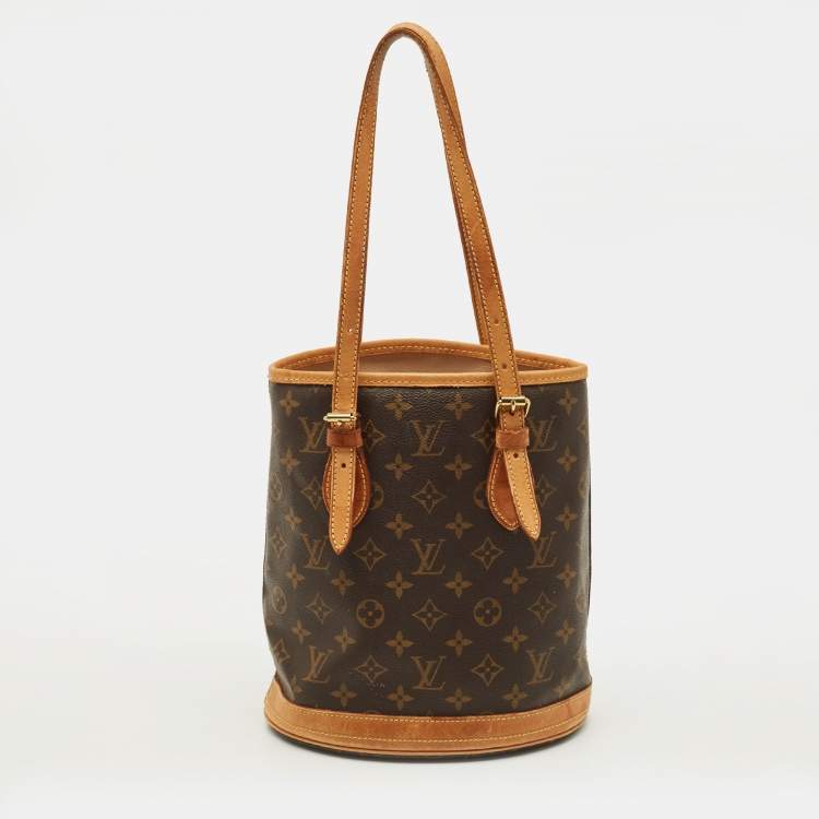 Pre Owned Louis Vuitton Petit Bucket Monogram Canvas Bag