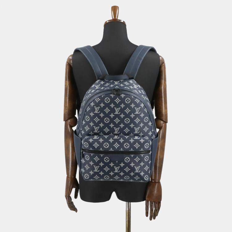 Pre Owned Louis Vuitton Discovery PM Navy Monogram Shadow Leather Backpack