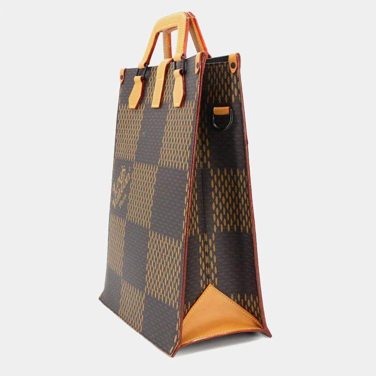 Pre Owned Louis Vuitton Giant Damier Mini Tote Ebene Damier Canvas Shoulder Bag