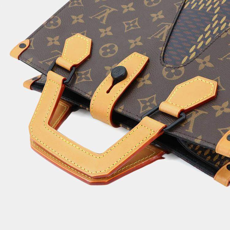 Pre Owned Louis Vuitton Giant Damier Mini Tote Ebene Damier Canvas Shoulder Bag