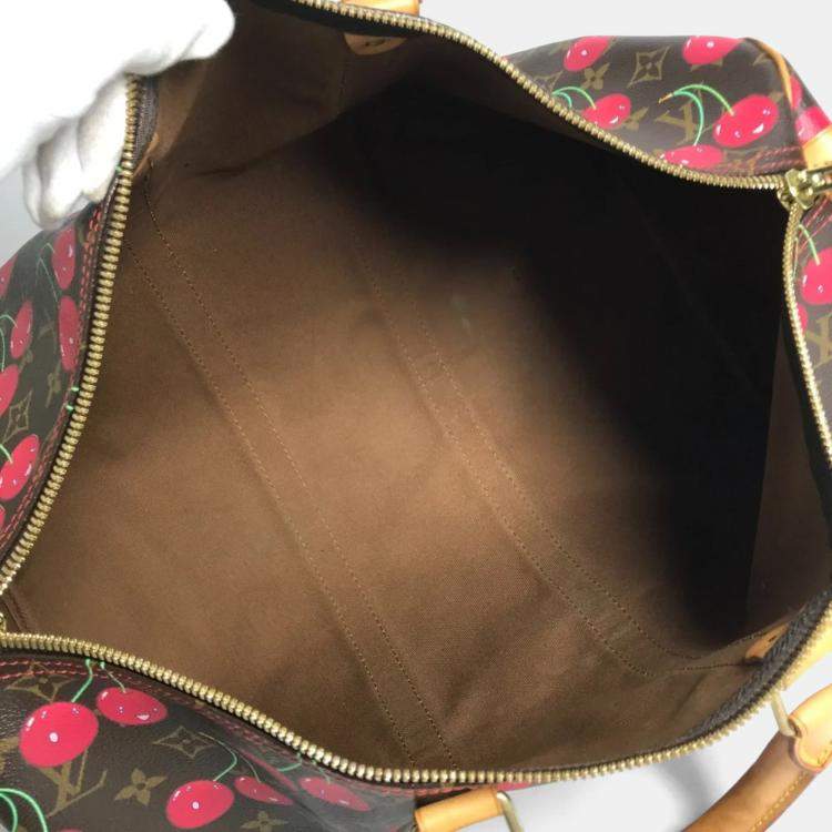 Pre Owned Louis Vuitton Monogram Cherry Keepall 45 By Takashi Murakami A Travel Bag Canvas Brown