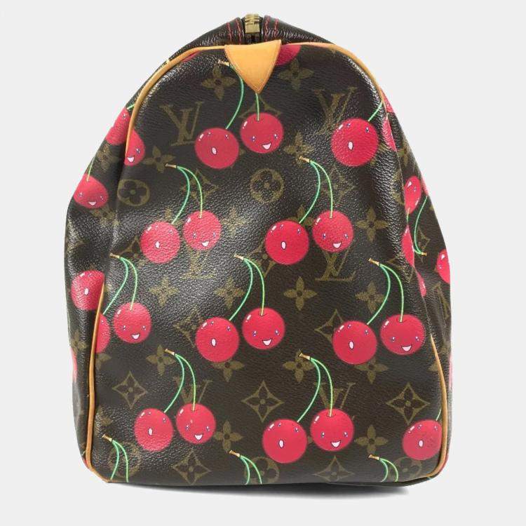 Pre Owned Louis Vuitton Monogram Cherry Keepall 45 By Takashi Murakami A Travel Bag Canvas Brown