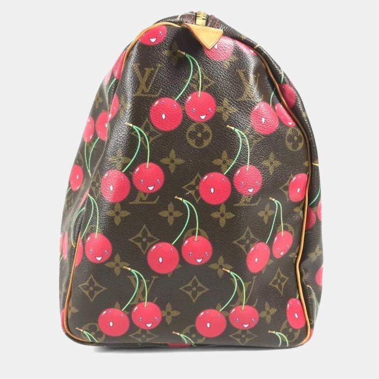Pre Owned Louis Vuitton Monogram Cherry Keepall 45 By Takashi Murakami A Travel Bag Canvas Brown
