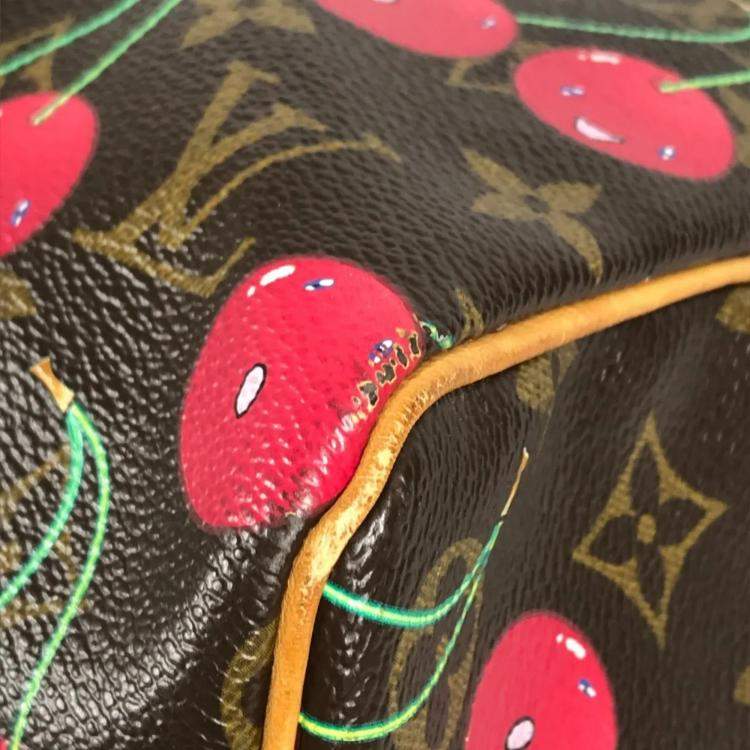 Pre Owned Louis Vuitton Monogram Cherry Keepall 45 By Takashi Murakami A Travel Bag Canvas Brown