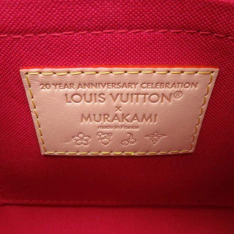 Pre Owned Louis Vuitton Takashi Murakami Monogram Cherry Speedy Bandouliere 20 Brown Red Monogram Canvas Top Handle Bag