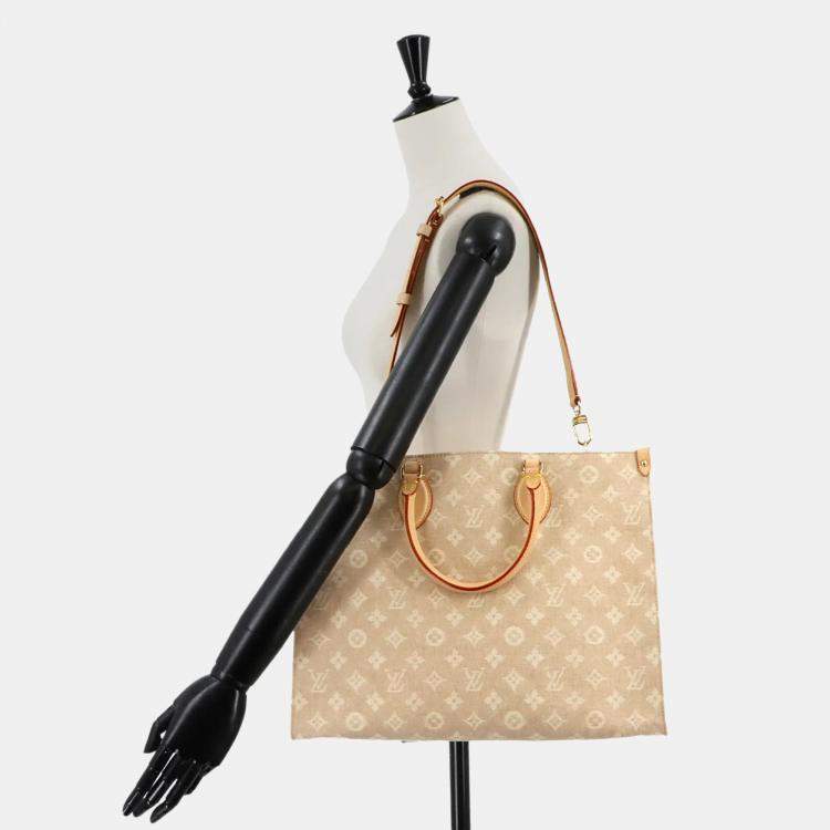 Pre Owned Louis Vuitton On The Go Beige Monogram Canvas Tote Bag