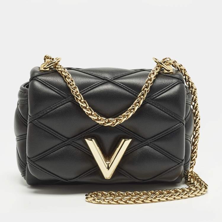 Pre Owned Louis Vuitton Go-14 Pico Black Malletage Leather Crossbody Bag