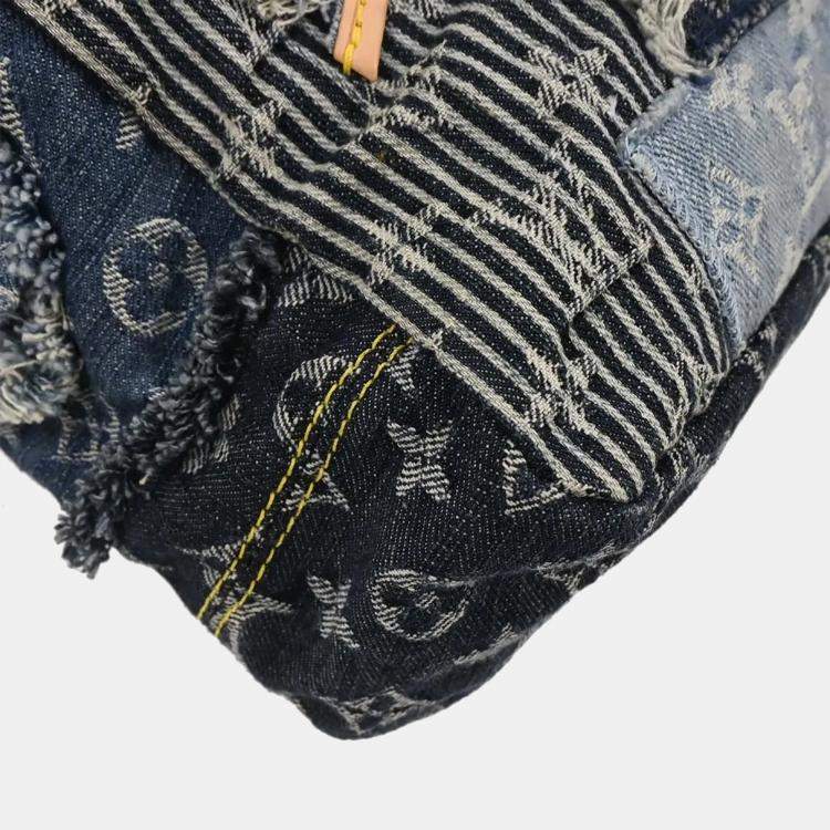 Pre Owned Louis Vuitton Monogram Denim Patchwork Postie 2way Handbag