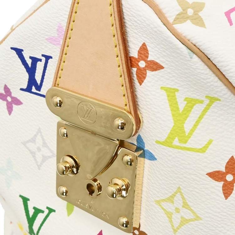 Pre Owned Louis Vuitton Monogram Multicolor Keepall 45 White Canvas Duffel Bag