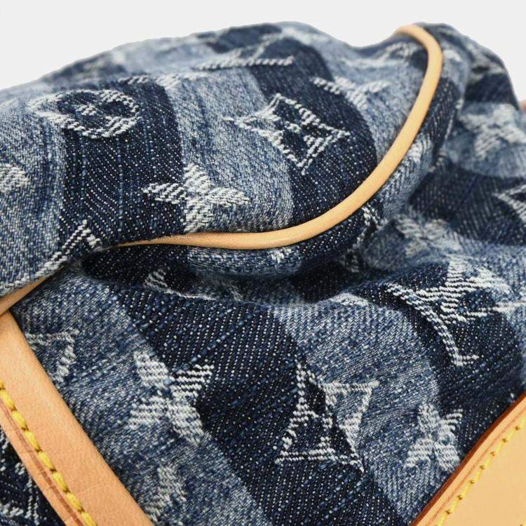 Pre Owned Louis Vuitton Cabas Raye GM Blue Monogram Denim Tote Bag