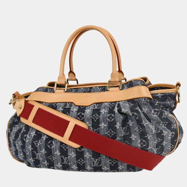 Pre Owned Louis Vuitton Cabas Raye GM Blue Monogram Denim Tote Bag