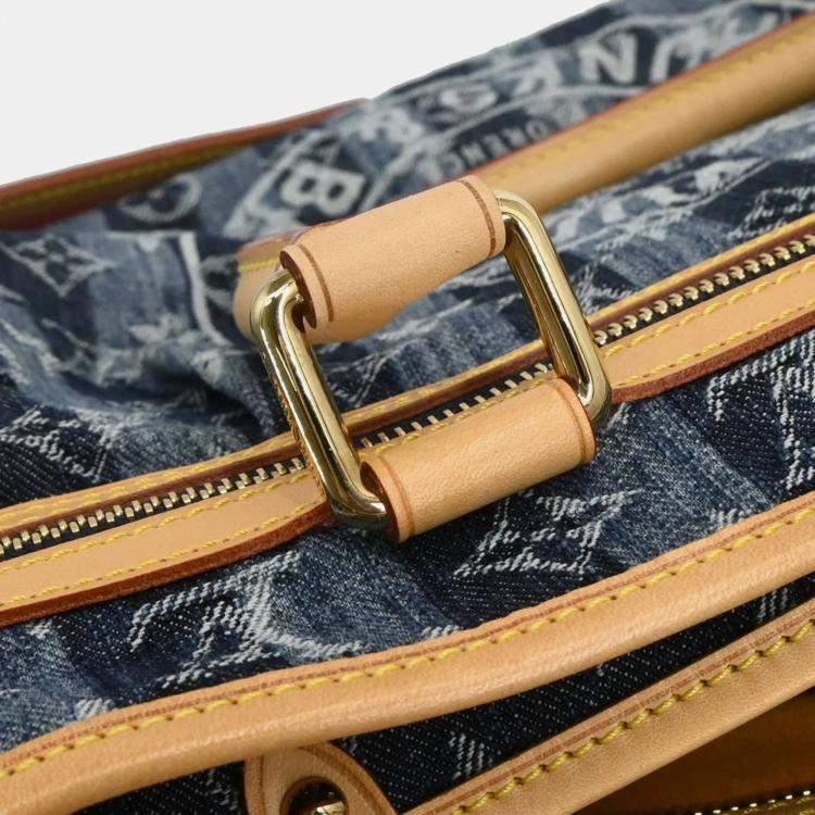 Pre Owned Louis Vuitton Cabas Raye GM Blue Monogram Denim Tote Bag