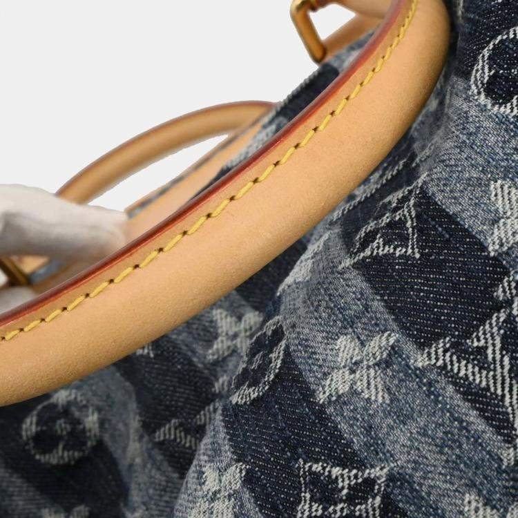 Pre Owned Louis Vuitton Cabas Raye GM Blue Monogram Denim Tote Bag