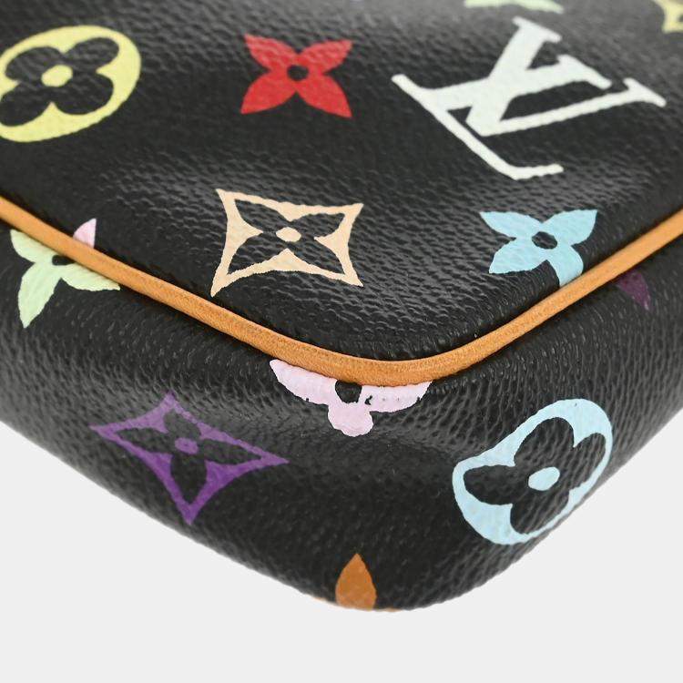 Pre Owned Louis Vuitton Pochette Accessoires Black Multicolor Monogram Multicolore Canvas Clutch Bag
