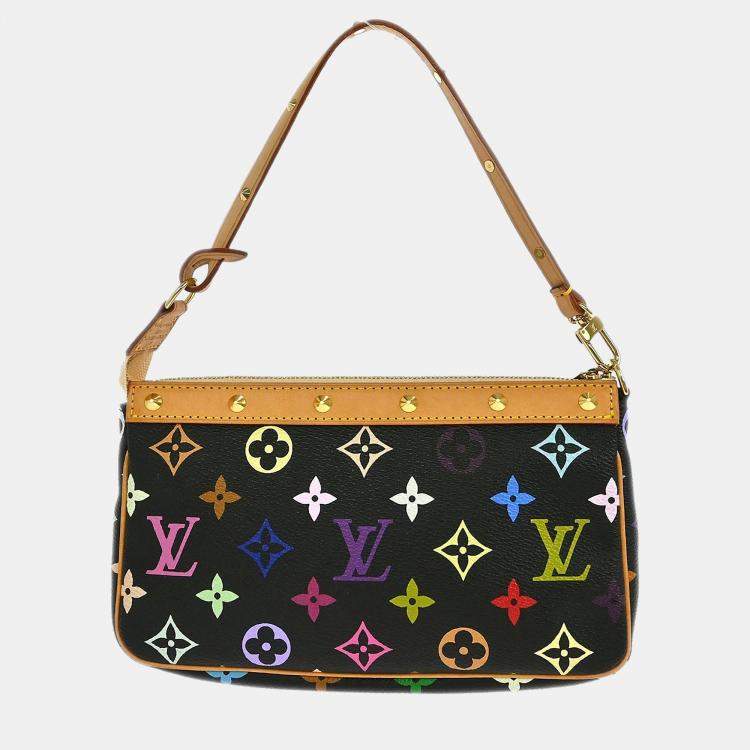 Pre Owned Louis Vuitton Pochette Accessoires Black Multicolor Monogram Multicolore Canvas Clutch Bag