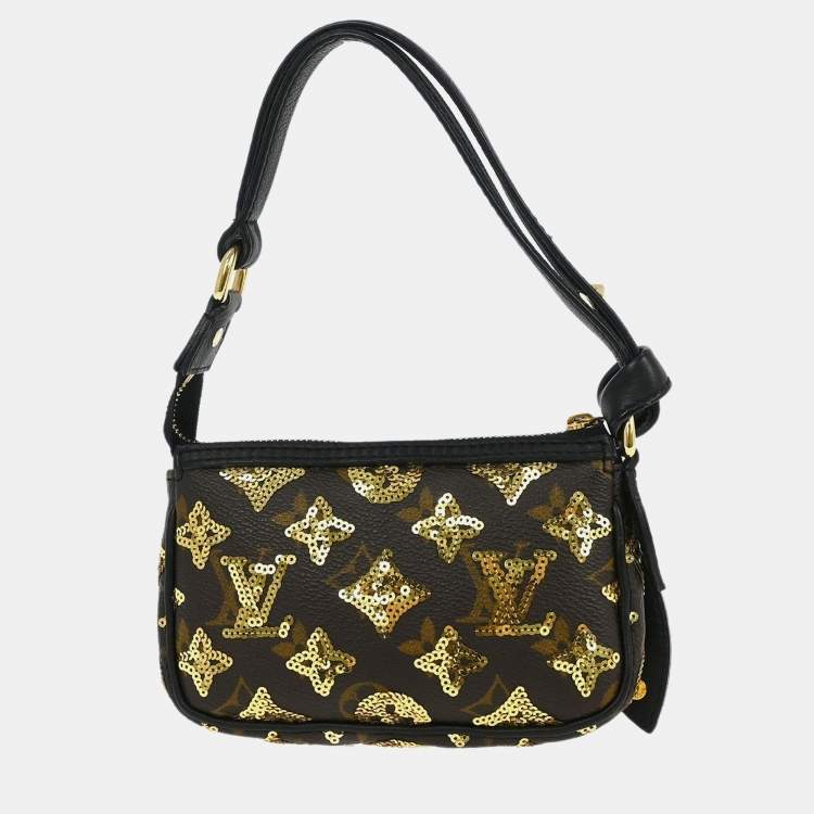 Pre Owned Louis Vuitton Pochette Accessoires Mini Eclipse Monogram Eclipse Canvas Wristlet