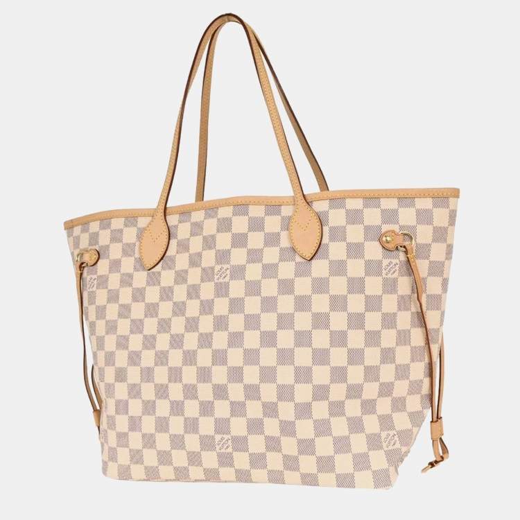 Pre Owned Louis Vuitton Damier Azur Neverfull MM Tote Bag
