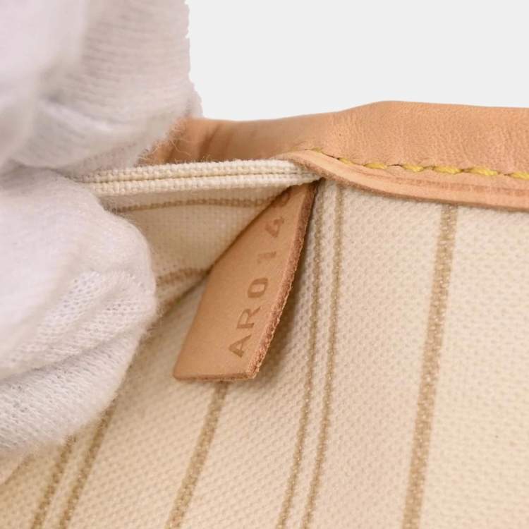 Pre Owned Louis Vuitton Damier Azur Neverfull MM Tote Bag