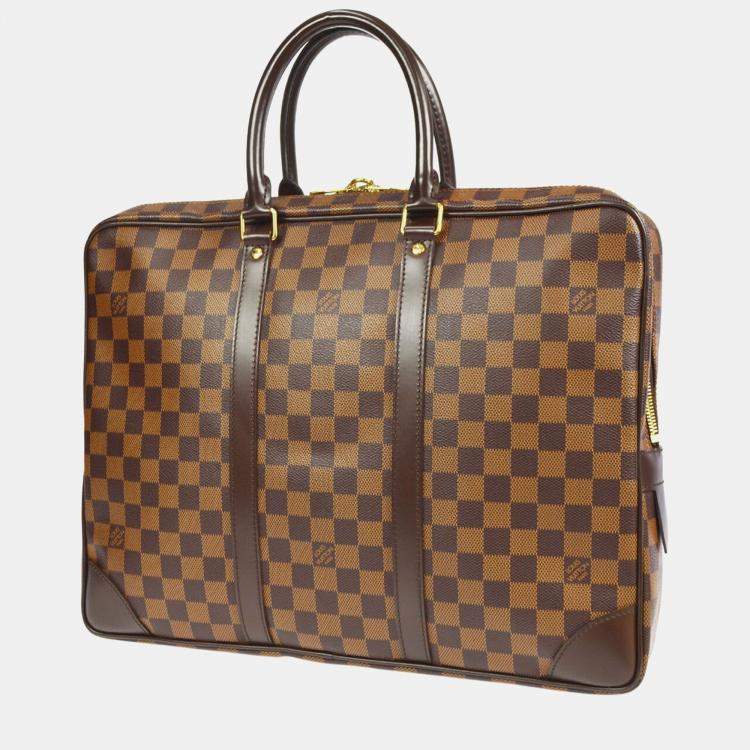 Pre Owned Louis Vuitton Porte Documents Voyage Brown Damier Ebene Canvas Briefcase