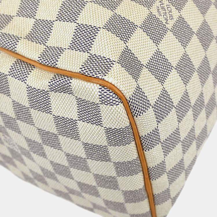 Pre Owned Louis Vuitton Speedy 30 White Damier Azur Canvas Top Handle Bag