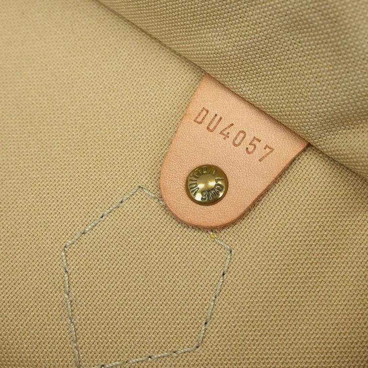 Pre Owned Louis Vuitton Speedy 30 White Damier Azur Canvas Top Handle Bag