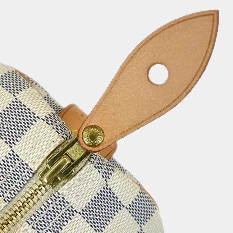 Pre Owned Louis Vuitton Speedy 30 White Damier Azur Canvas Top Handle Bag
