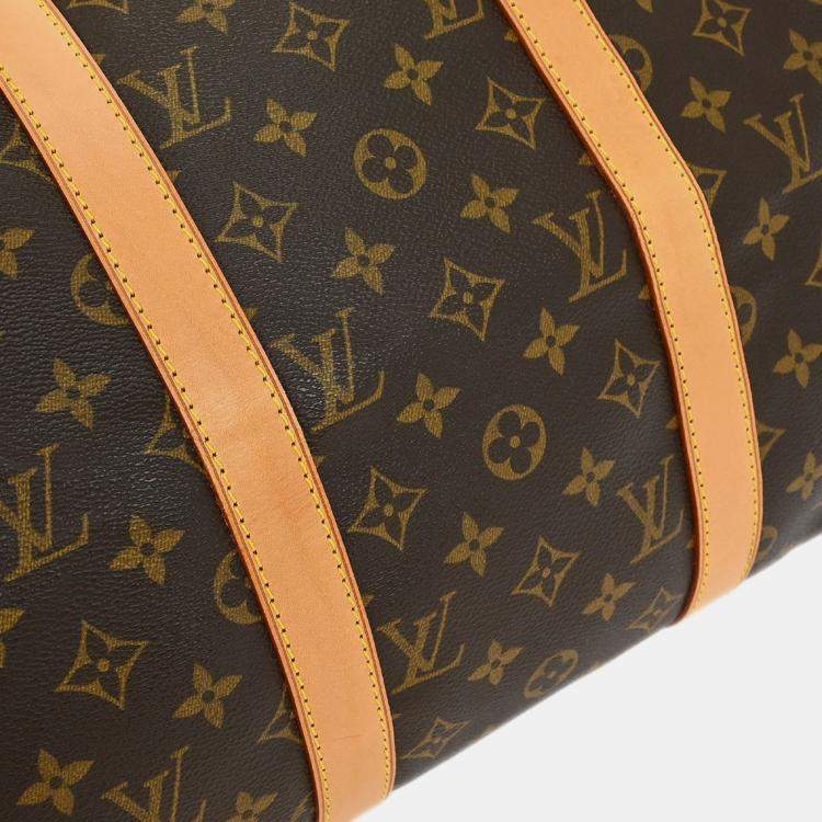 Pre Owned Louis Vuitton Keepall 50 Brown Monogram Canvas Duffel Bag