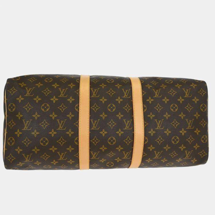 Pre Owned Louis Vuitton Keepall 50 Brown Monogram Canvas Duffel Bag