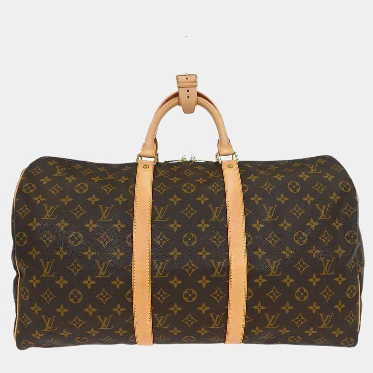 Pre Owned Louis Vuitton Keepall 50 Brown Monogram Canvas Duffel Bag
