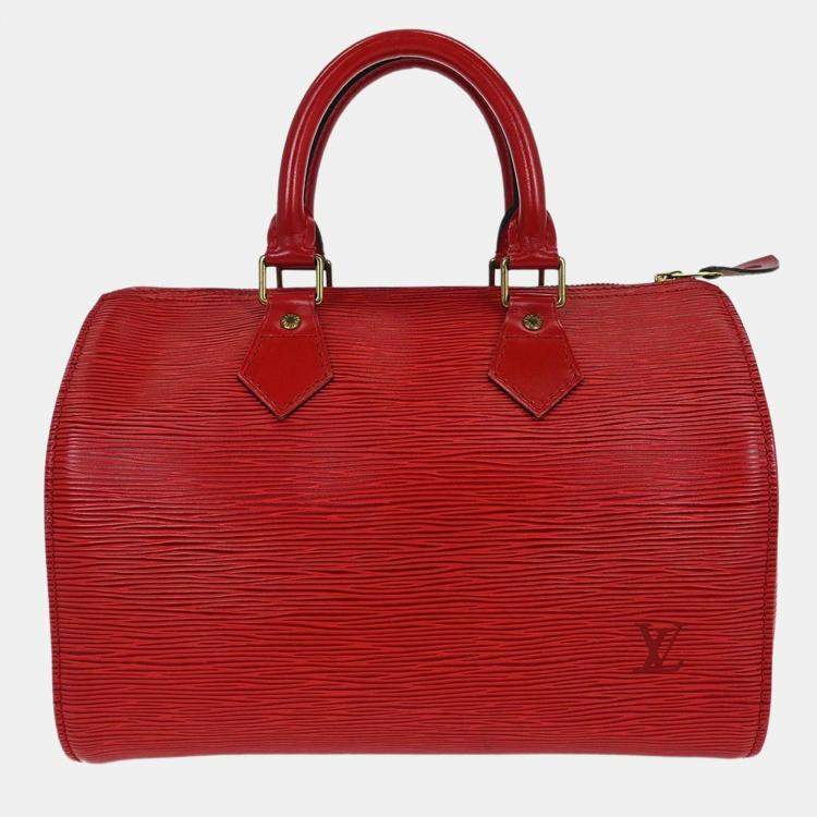 Pre Owned Louis Vuitton Speedy 25 Red Epi Leather Top Handle Bag