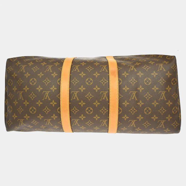 Pre Owned Louis Vuitton Keepall 50 Brown Monogram Canvas Duffle Bag