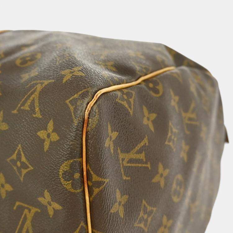 Pre Owned Louis Vuitton Keepall 55 Brown Monogram Canvas Duffel Bag