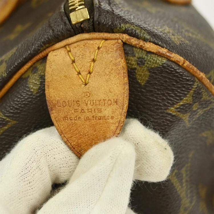 Pre Owned Louis Vuitton Speedy 30 Brown Monogram Coated Canvas Top Handle Bag