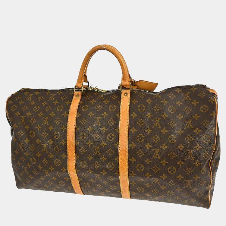 Pre Owned Louis Vuitton Keepall 60 Brown Monogram Canvas Duffel Bag