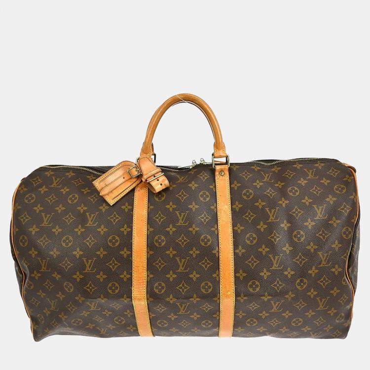 Pre Owned Louis Vuitton Keepall 60 Brown Monogram Canvas Duffel Bag