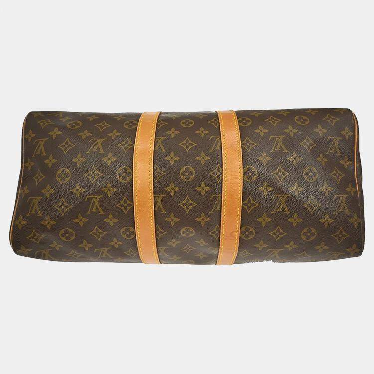 Pre Owned Louis Vuitton Keepall 45 Brown Monogram Canvas Duffel Bag