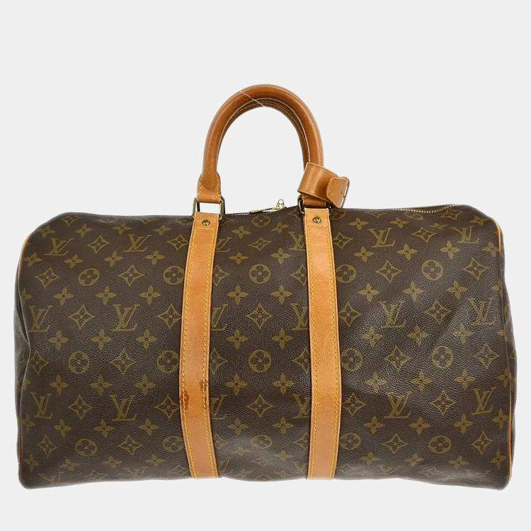 Pre Owned Louis Vuitton Keepall 45 Brown Monogram Canvas Duffel Bag
