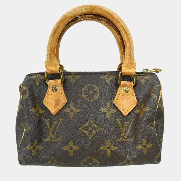 Pre Owned Louis Vuitton Speedy Mini Brown Monogram Canvas Top Handle Bag